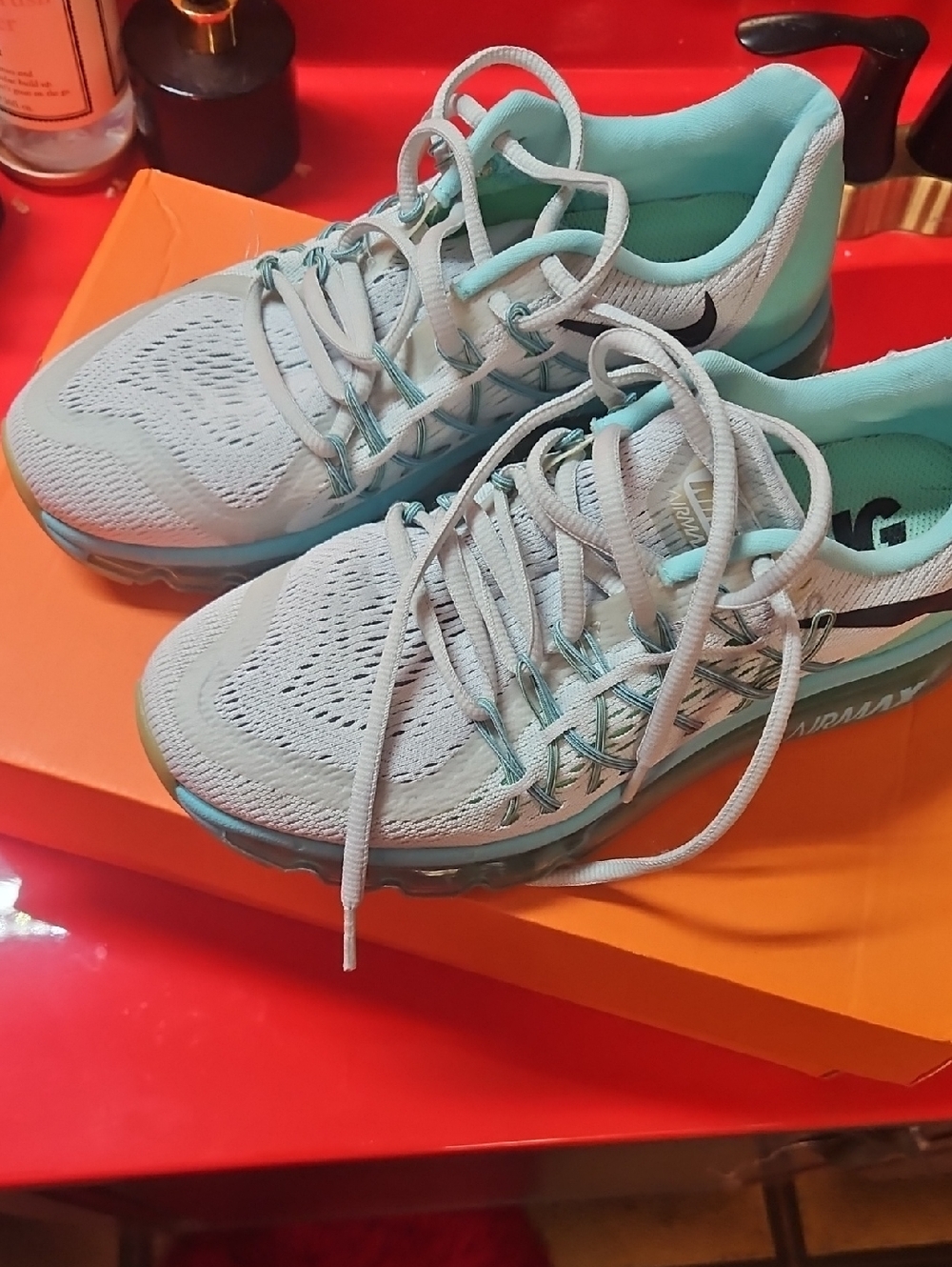 Nike Women's Light Blue and Teal Running Sneakers